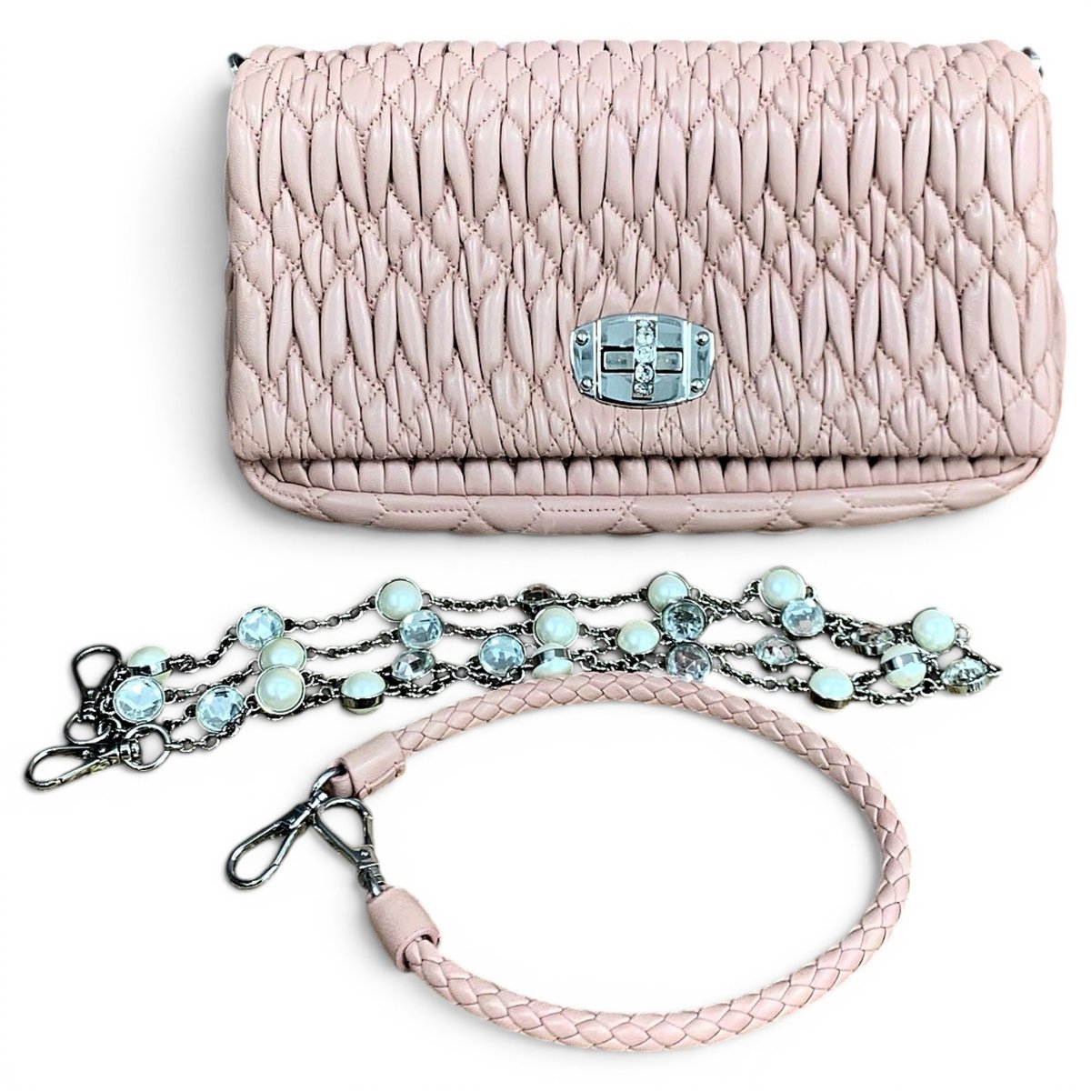 Miu Crystal leather handbag