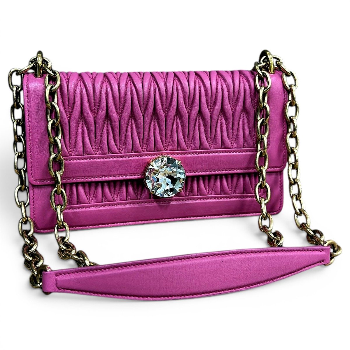Miu Crystal leather handbag