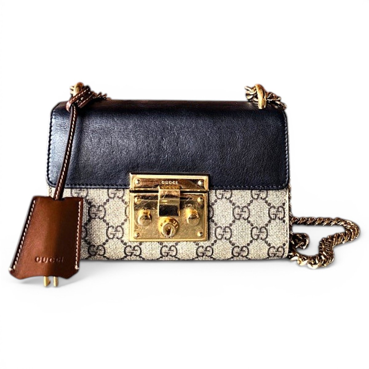 Padlock leather handbag