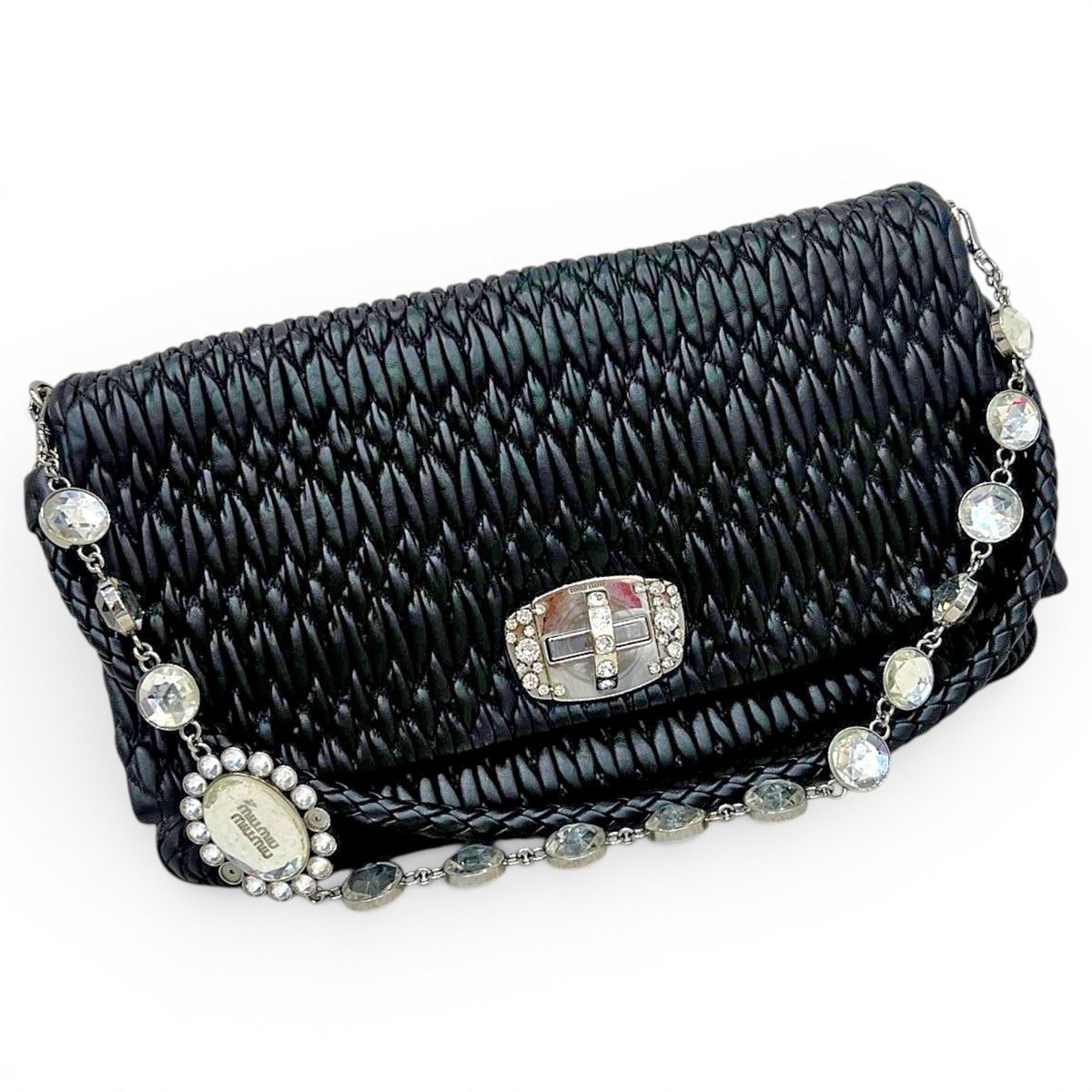 Miu Crystal leather handbag