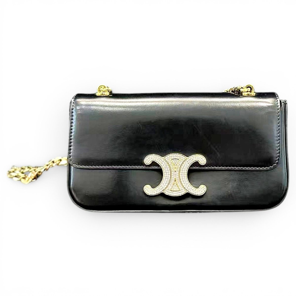 Triomphe chain leather handbag