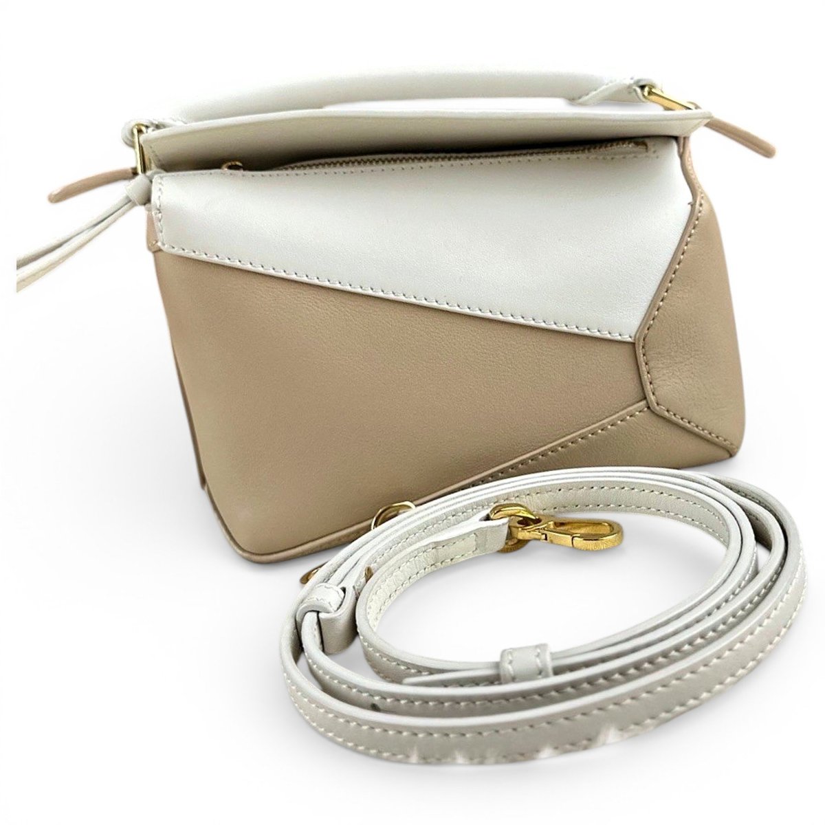 Puzzle leather handbag