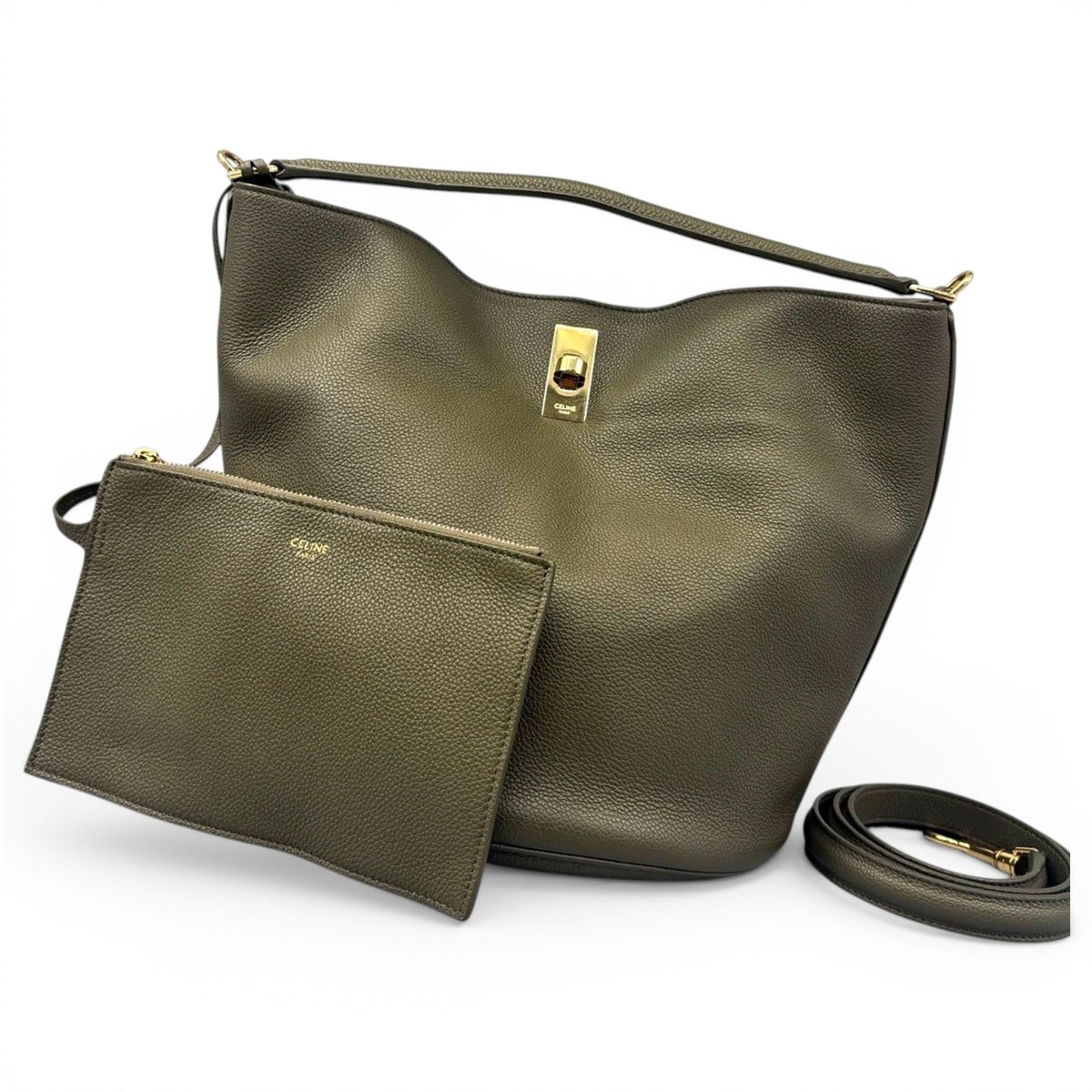Clasp Bucket leather handbag