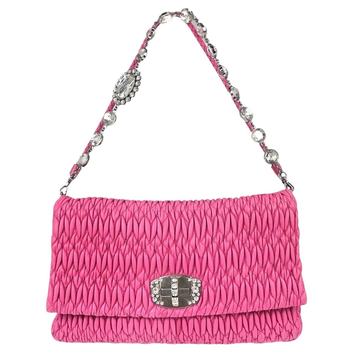 Miu Crystal leather handbag