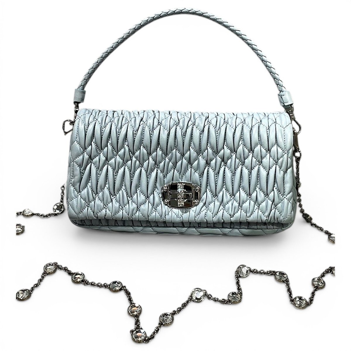 Miu Crystal leather handbag