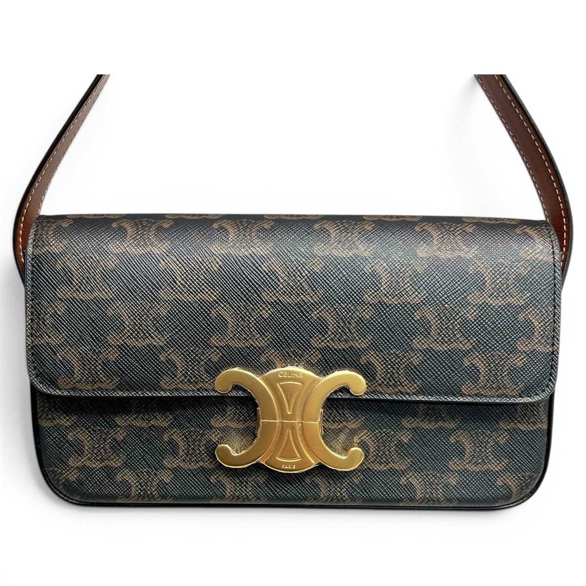 Triomphe chain leather handbag
