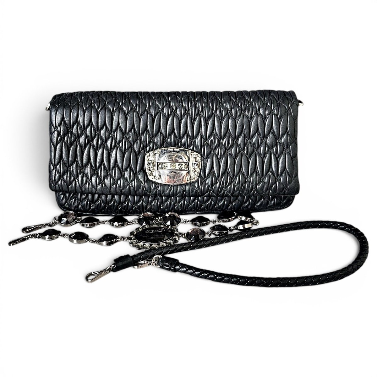 Miu Crystal leather handbag