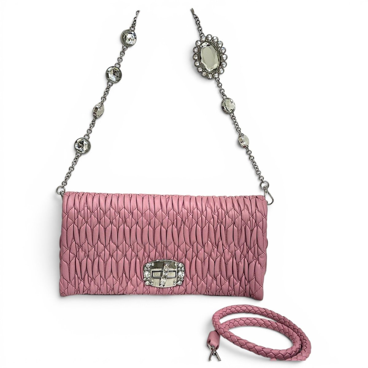 Miu Crystal leather handbag