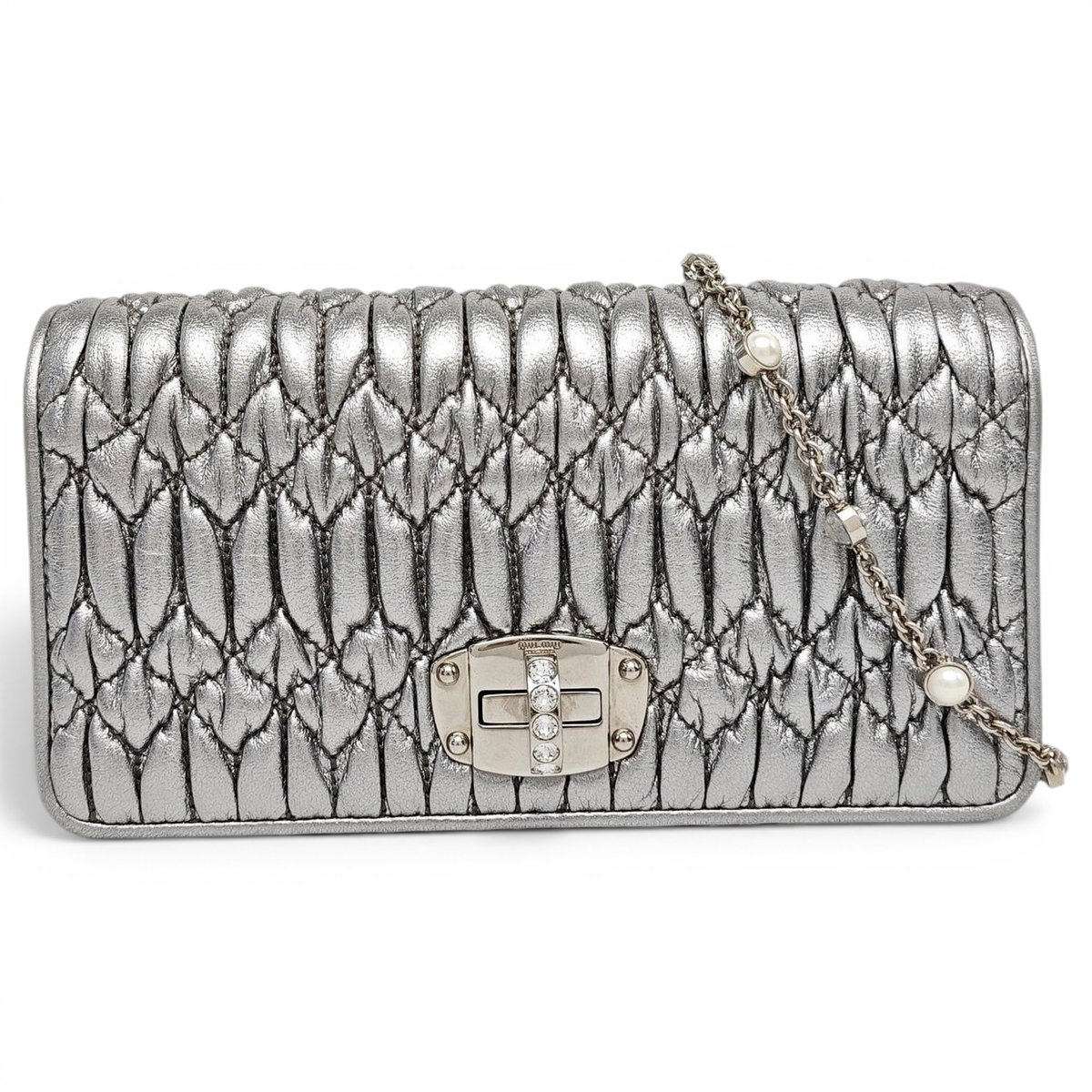 Miu Crystal leather handbag