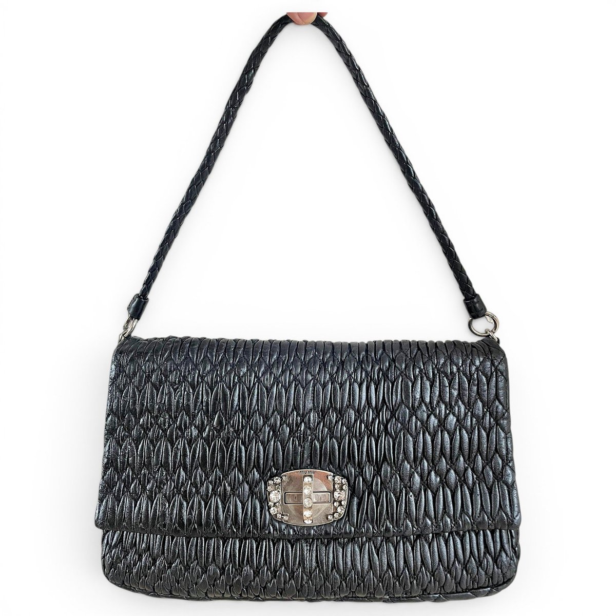 Miu Crystal leather handbag