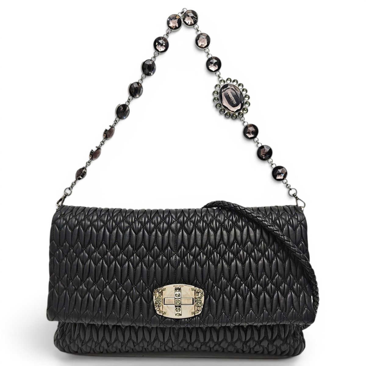 Miu Crystal leather handbag