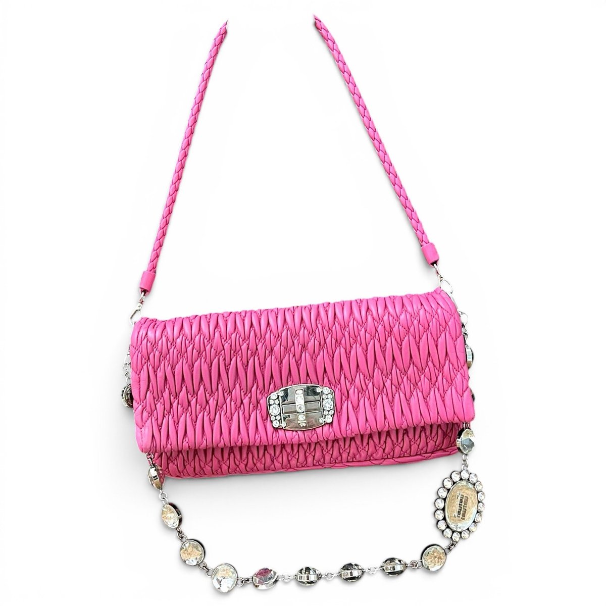 Miu Crystal leather handbag