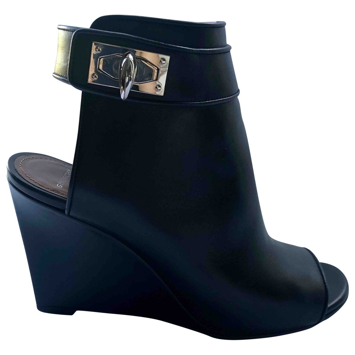 Shark leather open toe boots