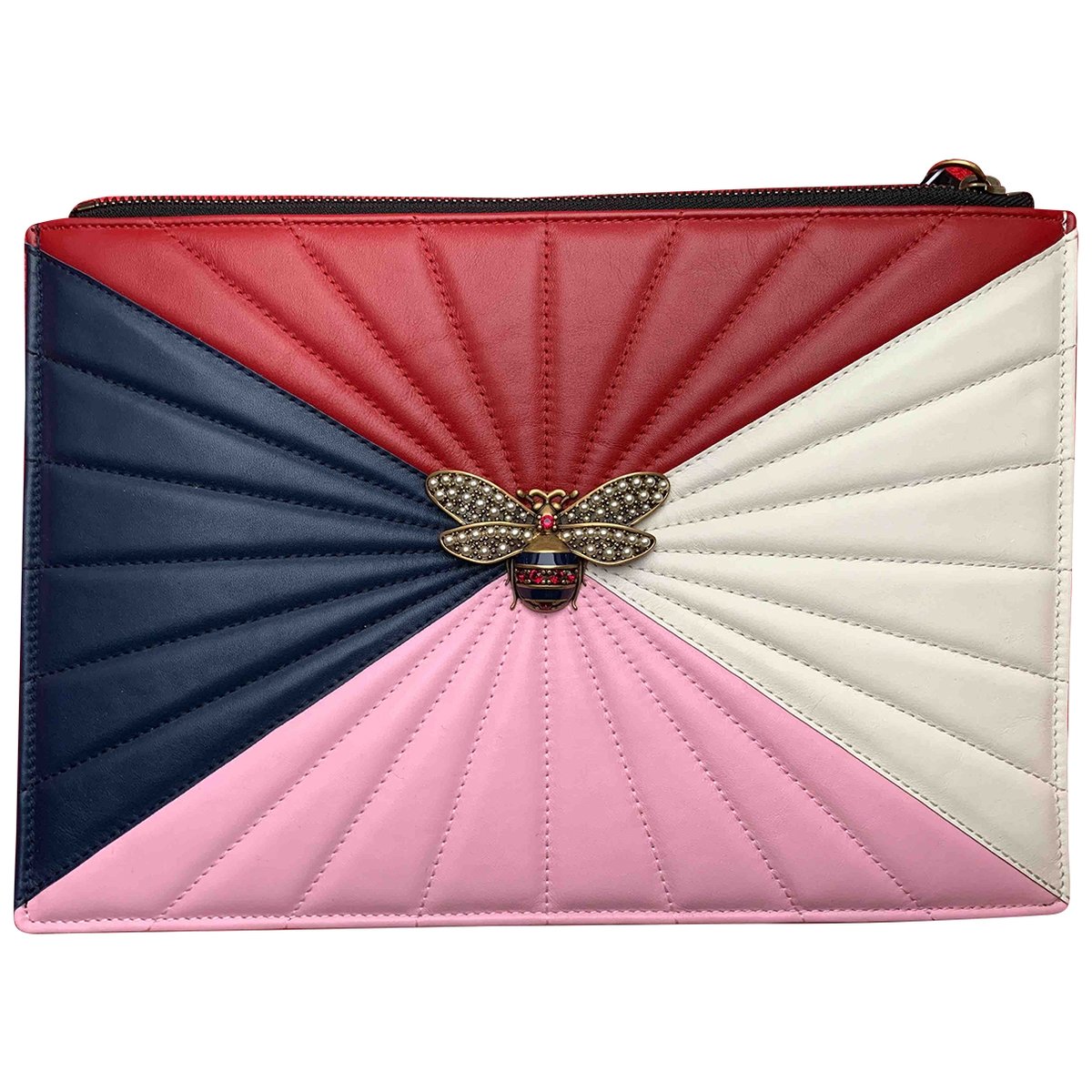 Animalier leather clutch bag
