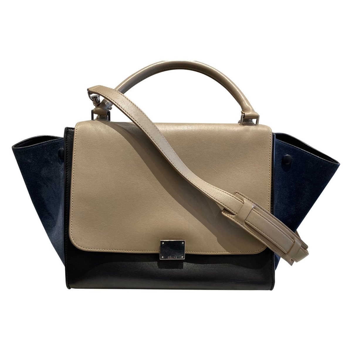 Trapèze leather handbag