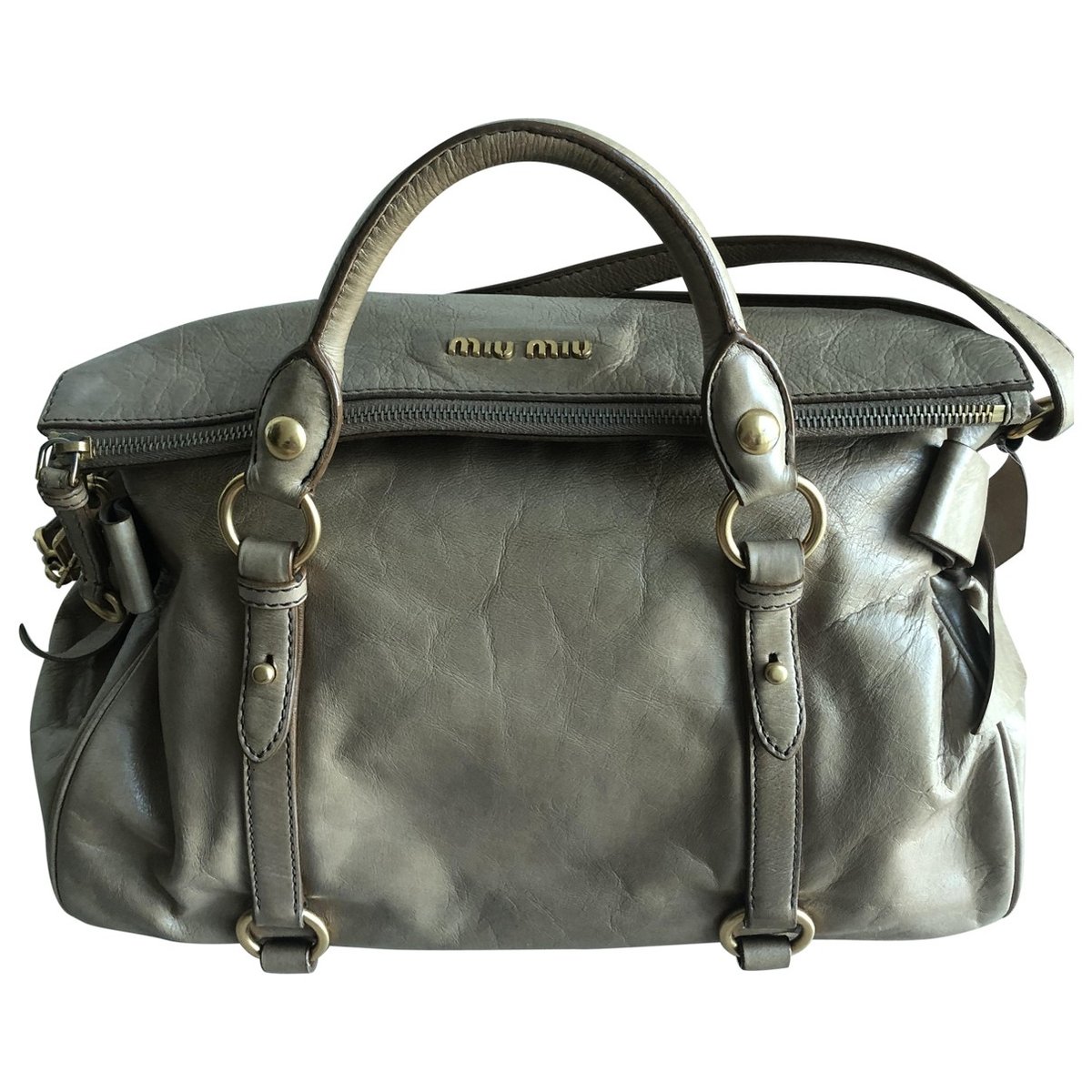 Bow bag leather handbag