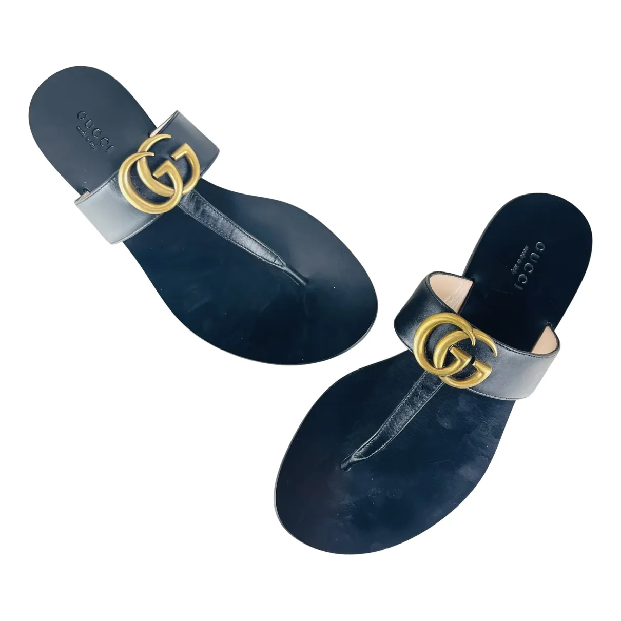 Marmont leather sandal Gucci Black size  EU in Leather - 31628362