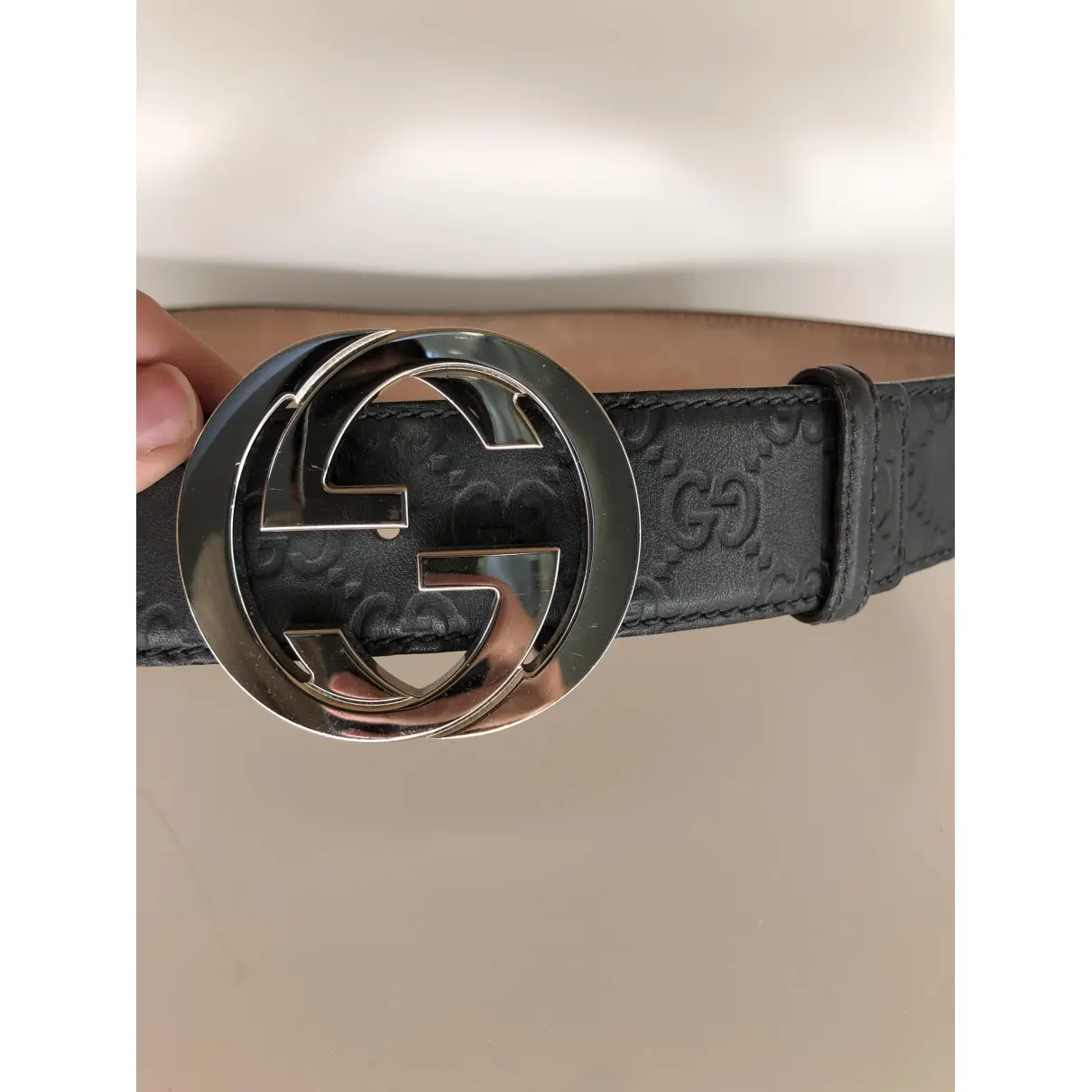 Gucci Interlocking Buckle leather belt for sale