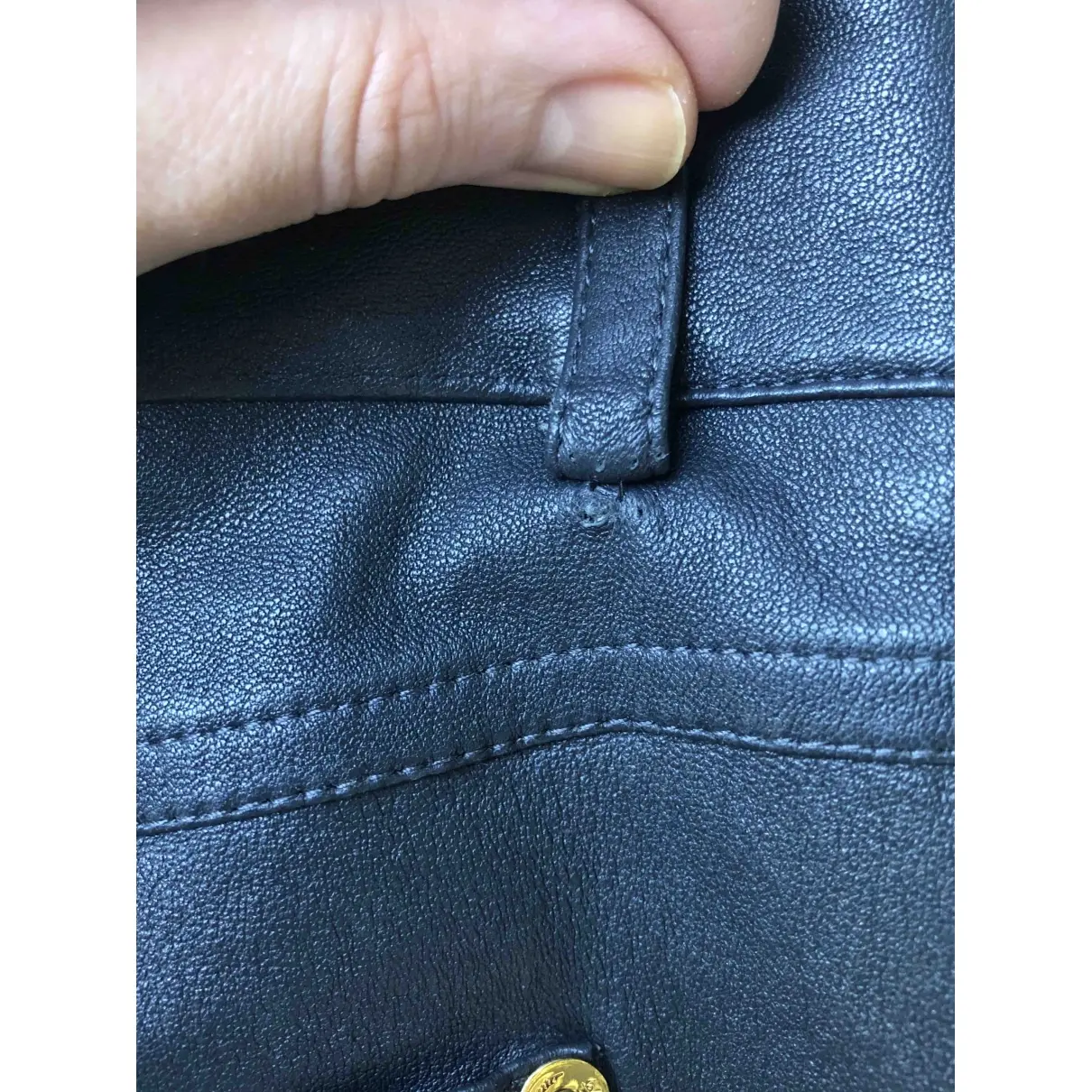 Salvatore Ferragamo Leather straight pants for sale