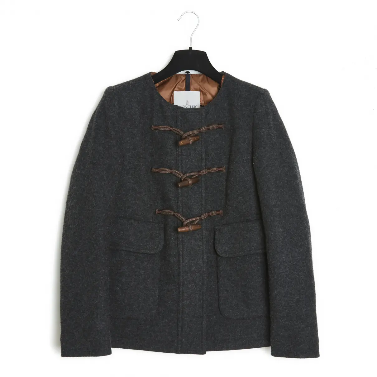 Buy Moncler Fur Hood wool jacket online