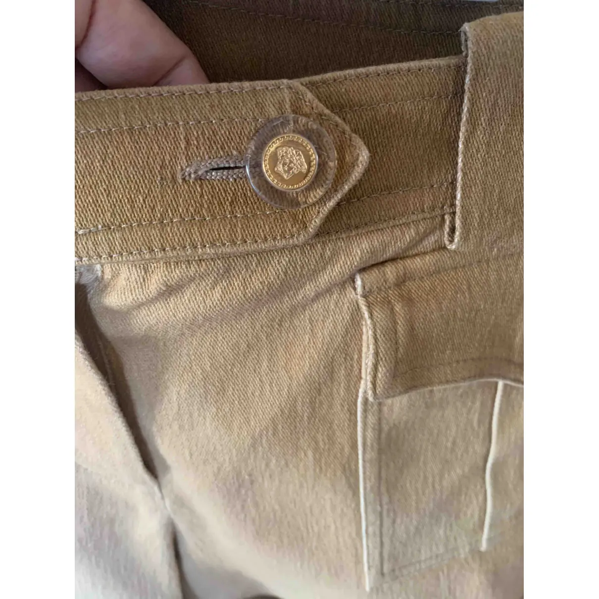Beige Cotton - elasthane Shorts Versace