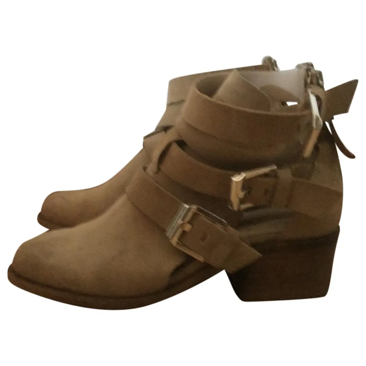 Beige Leather Ankle boots Zara