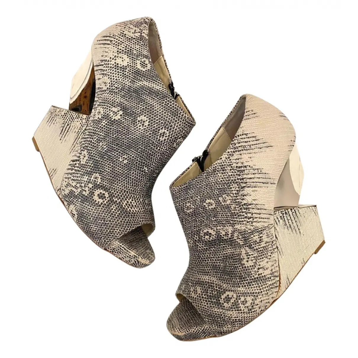 Leather open toe boots Charline De Luca