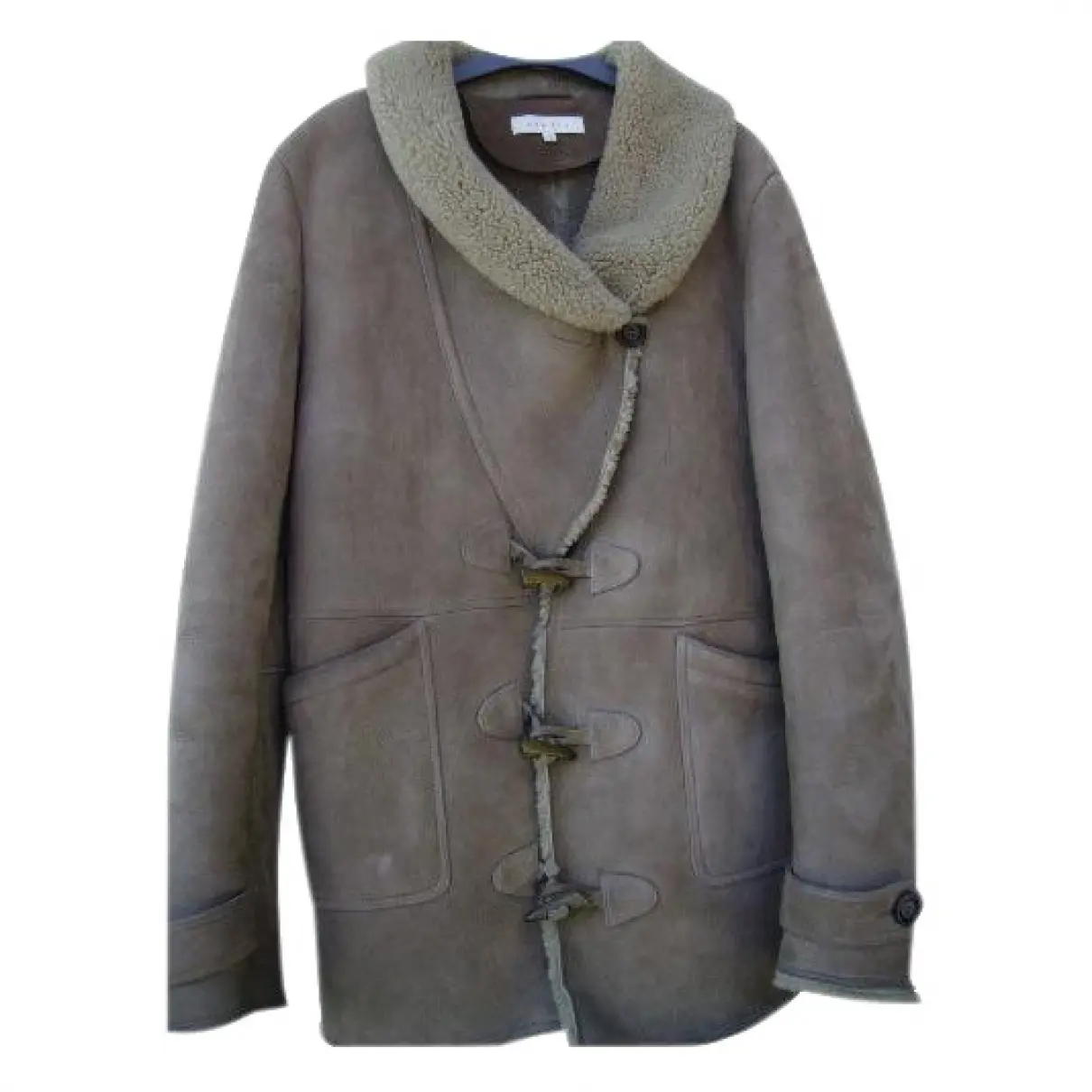 Beige Leather Coat Sandro