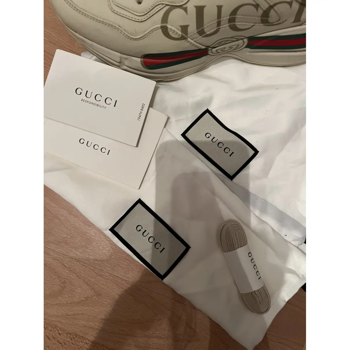 Buy Gucci Rhyton leather trainers online