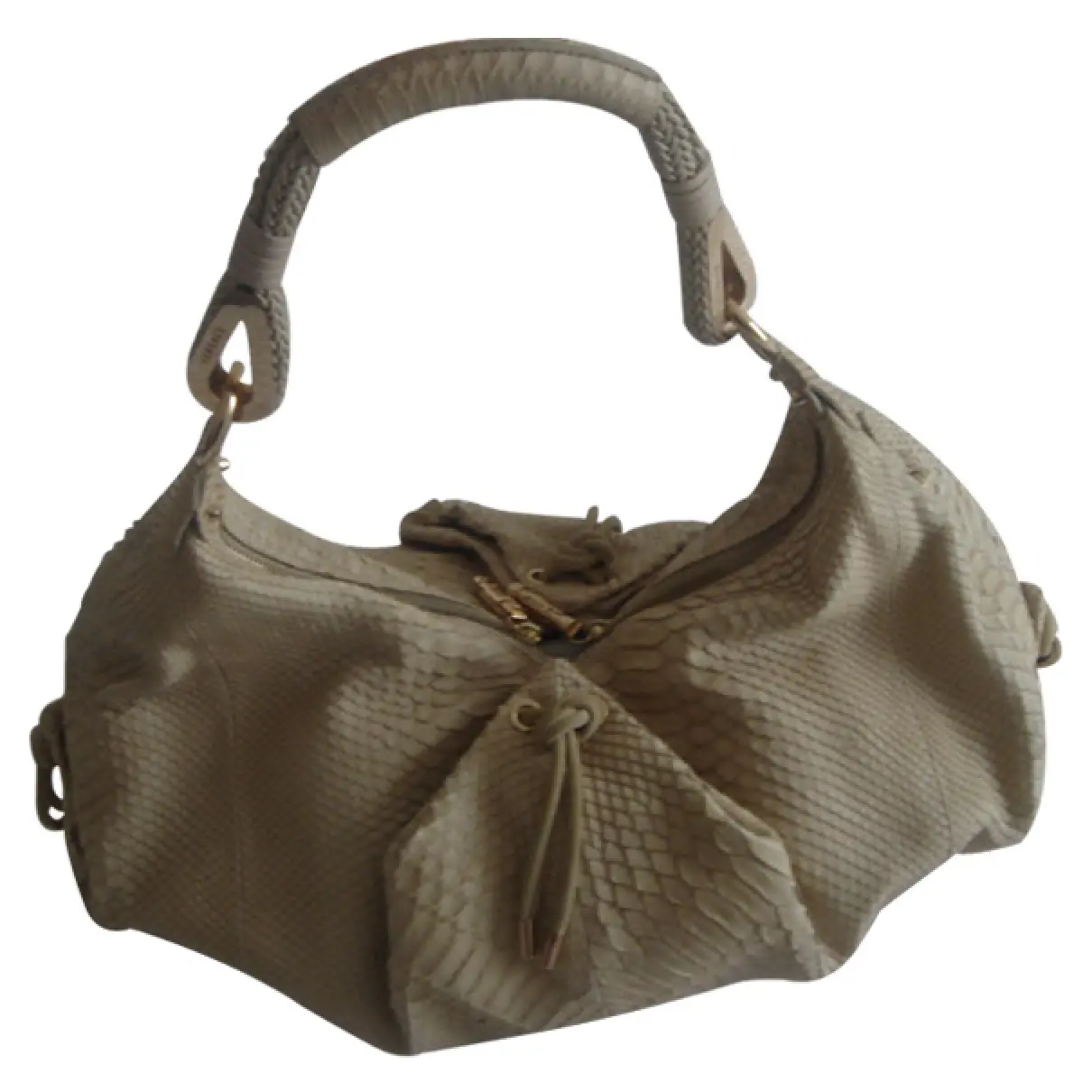 Beige Leather Handbag Versace