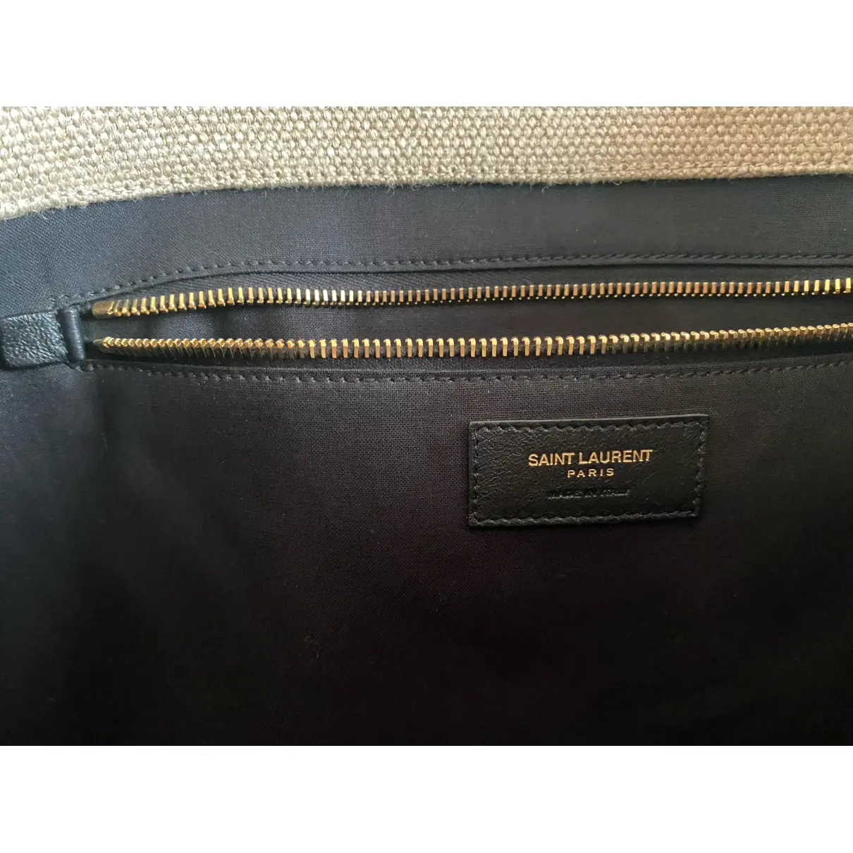 Cabas Rive Gauche linen handbag Saint Laurent