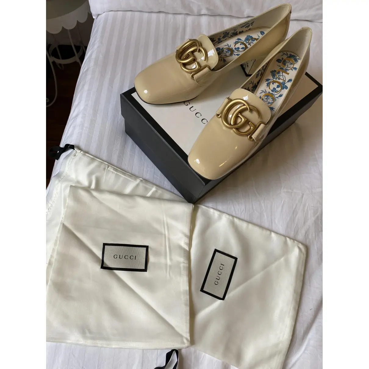 Buy Gucci Malaga patent leather flats online