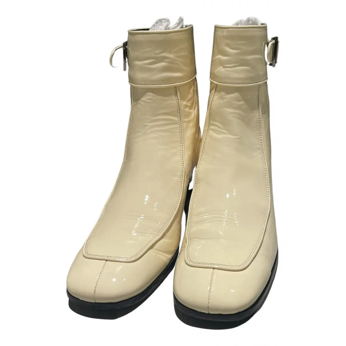 Miles patent leather buckled boots Saint Laurent