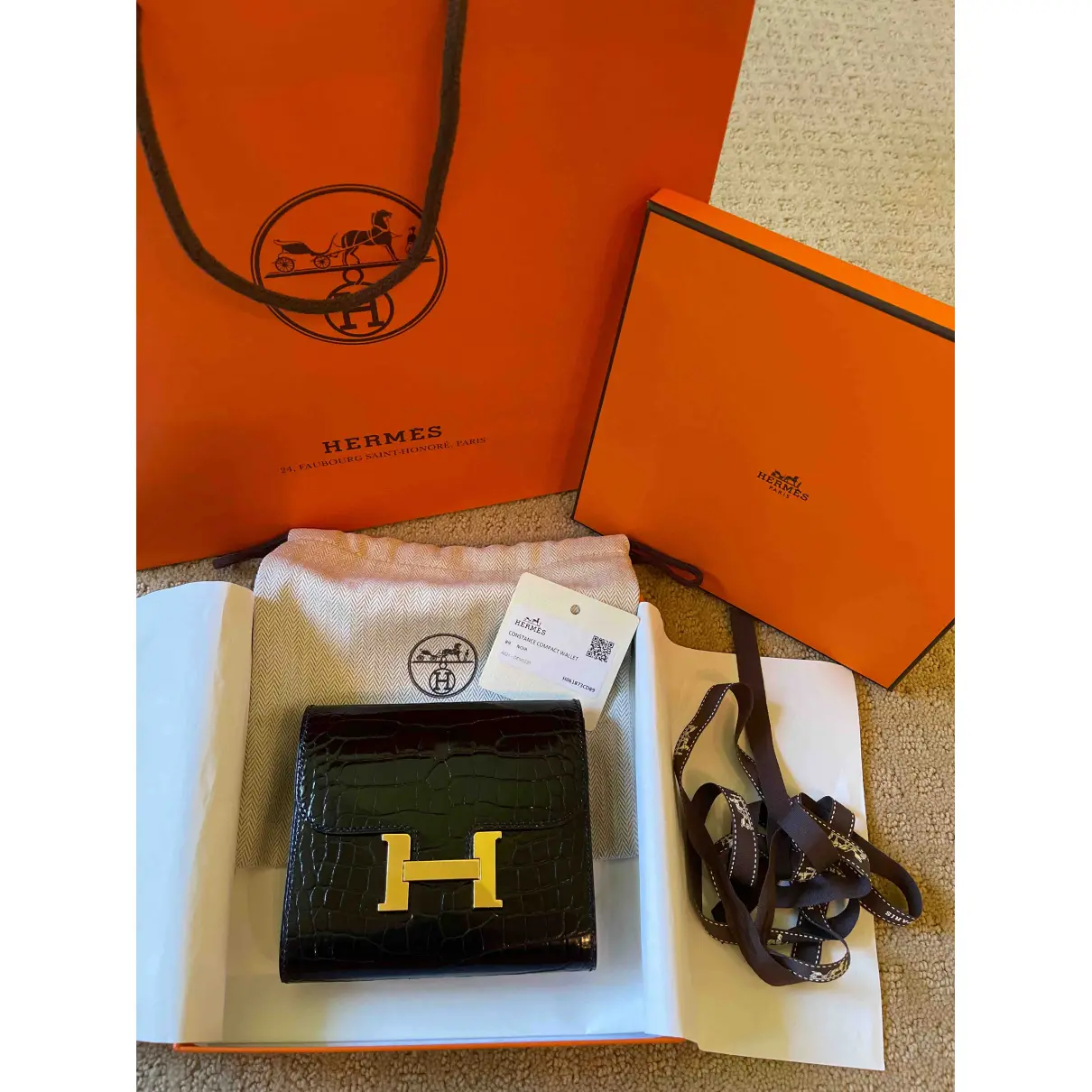 Constance alligator wallet Hermès