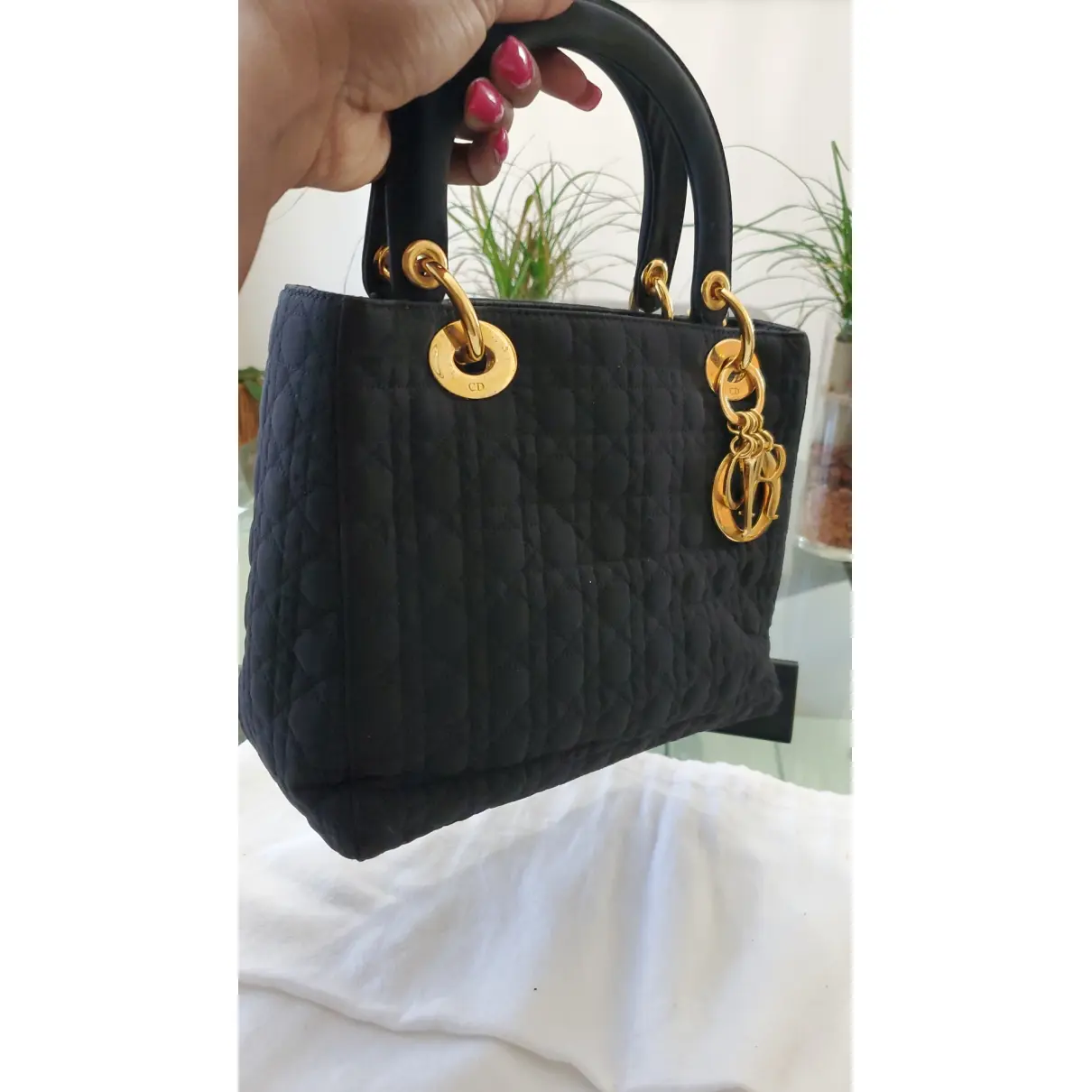 Buy Dior Lady Dior cloth handbag online