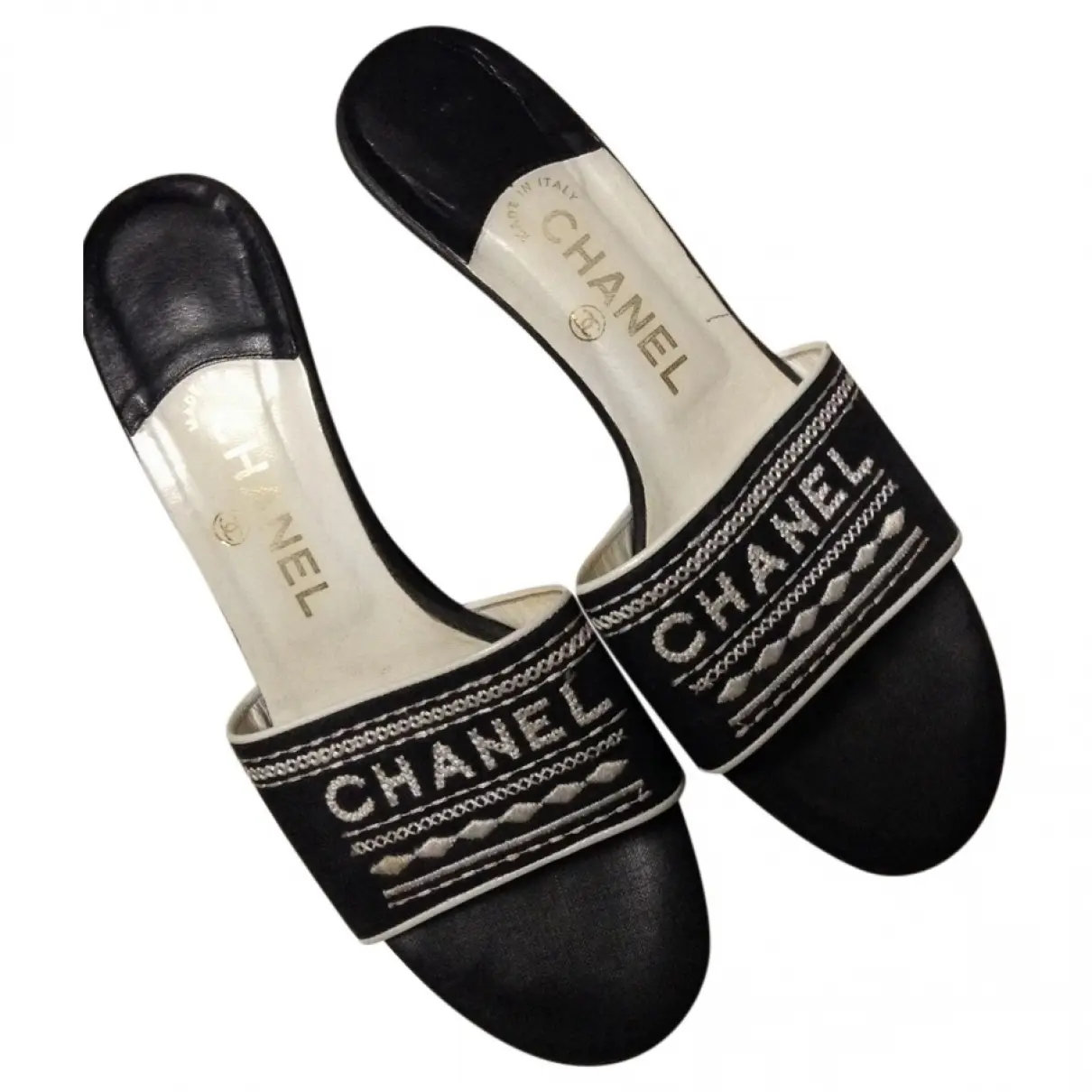 Black Cloth Sandals Chanel