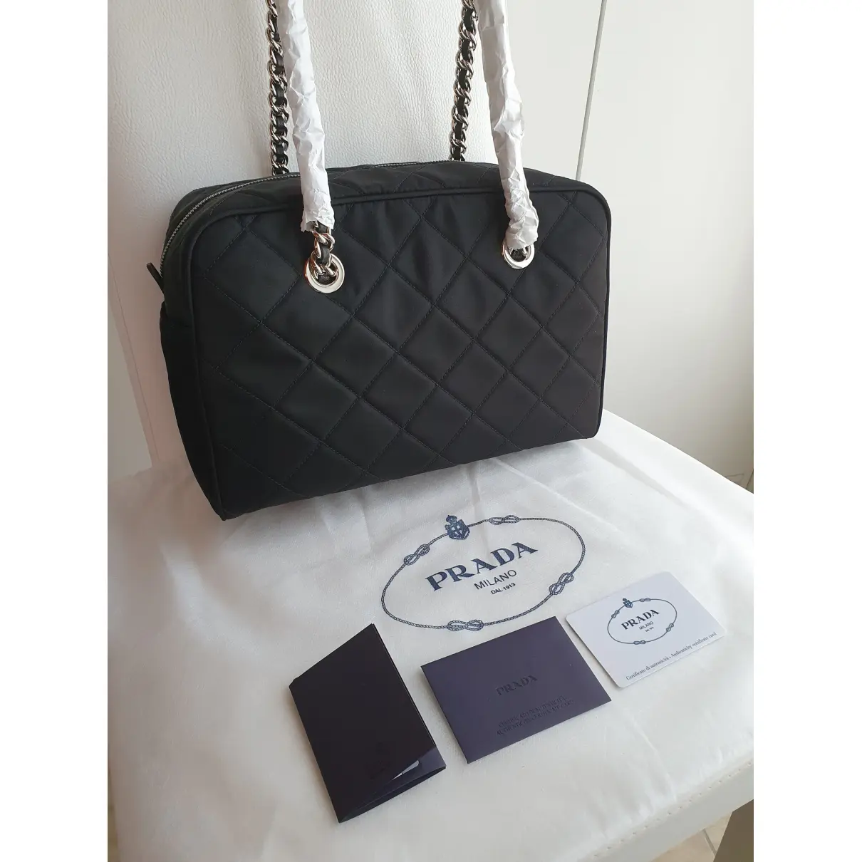 Buy Prada Tessuto Metallo  cloth handbag online