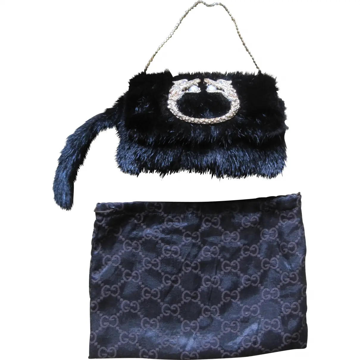 Black Fur Handbag Gucci