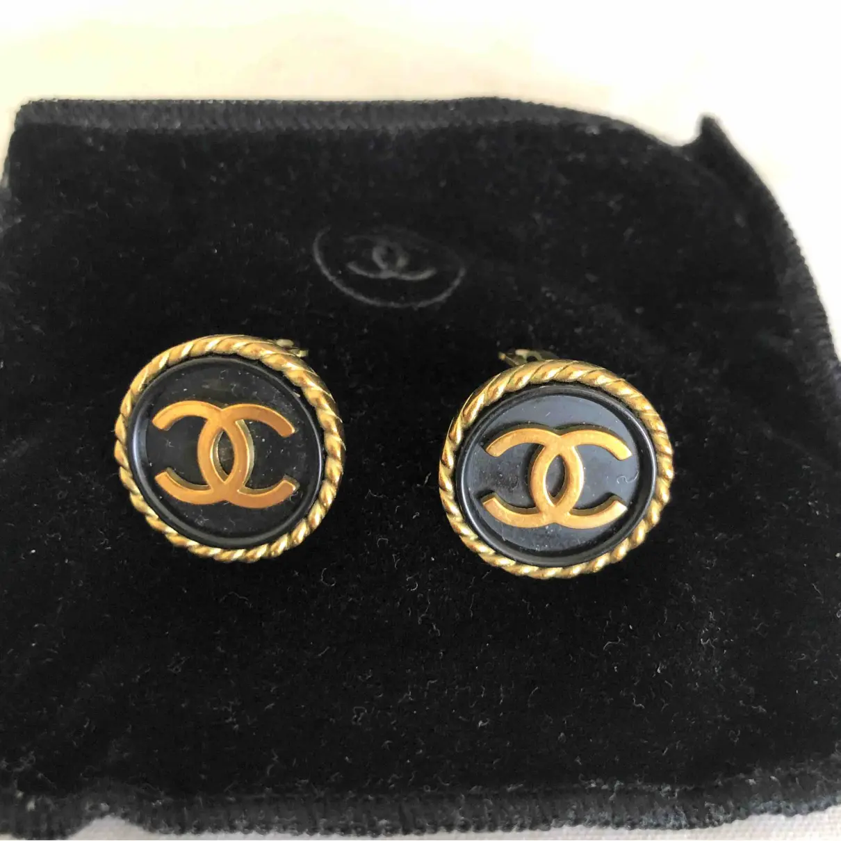 CC jade earrings Chanel - Vintage