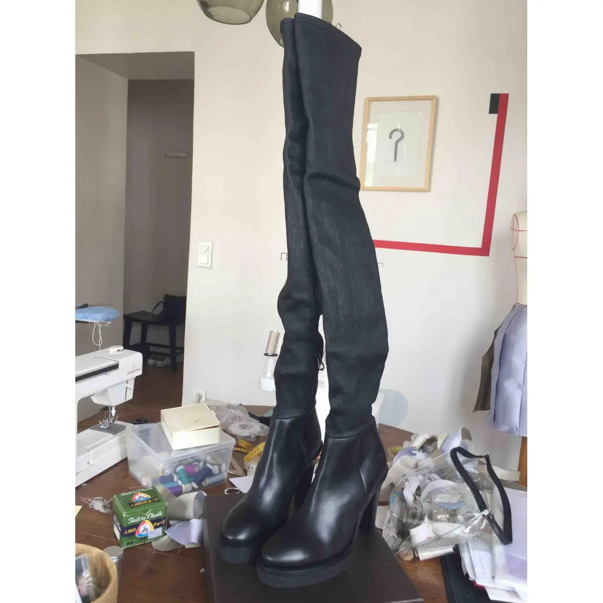 Acne Studios LEATHER THIGH BOOTS for sale