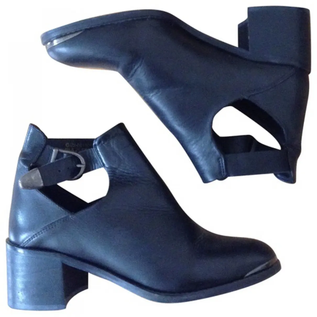 Black Leather Ankle boots Topshop