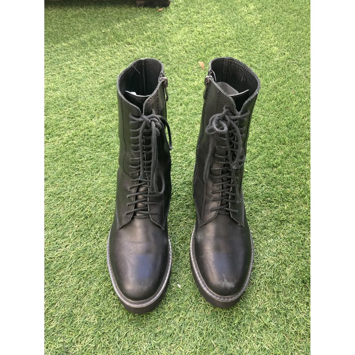 Buy Ann Demeulemeester Leather lace up boots online