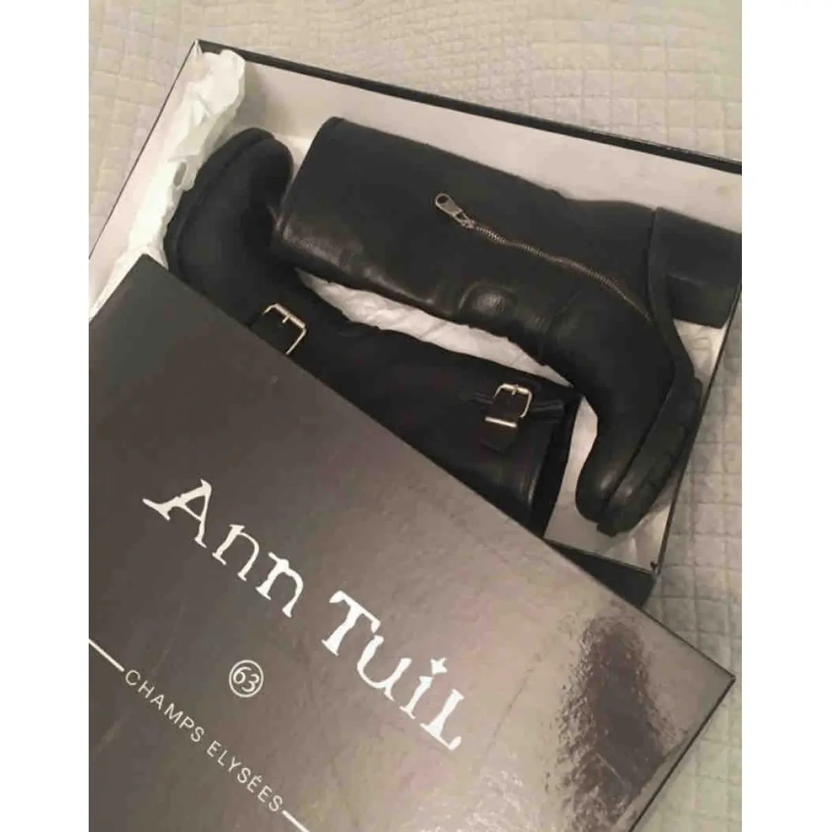 Ann Tuil Leather biker boots for sale