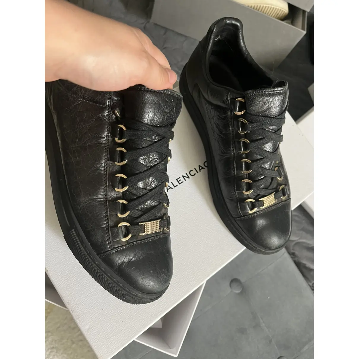 Buy Balenciaga Arena leather trainers online
