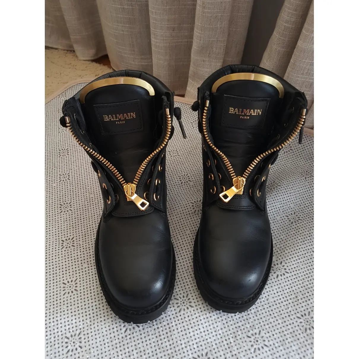 Balmain Army leather biker boots for sale