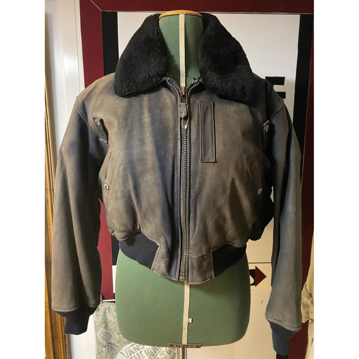 Leather biker jacket Avirex - Vintage