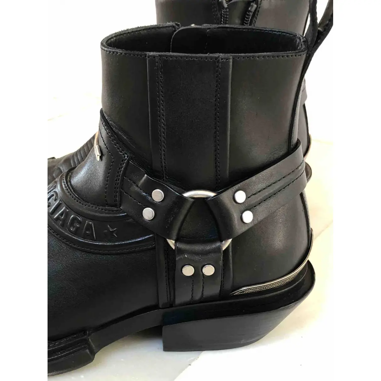 Leather western boots Balenciaga