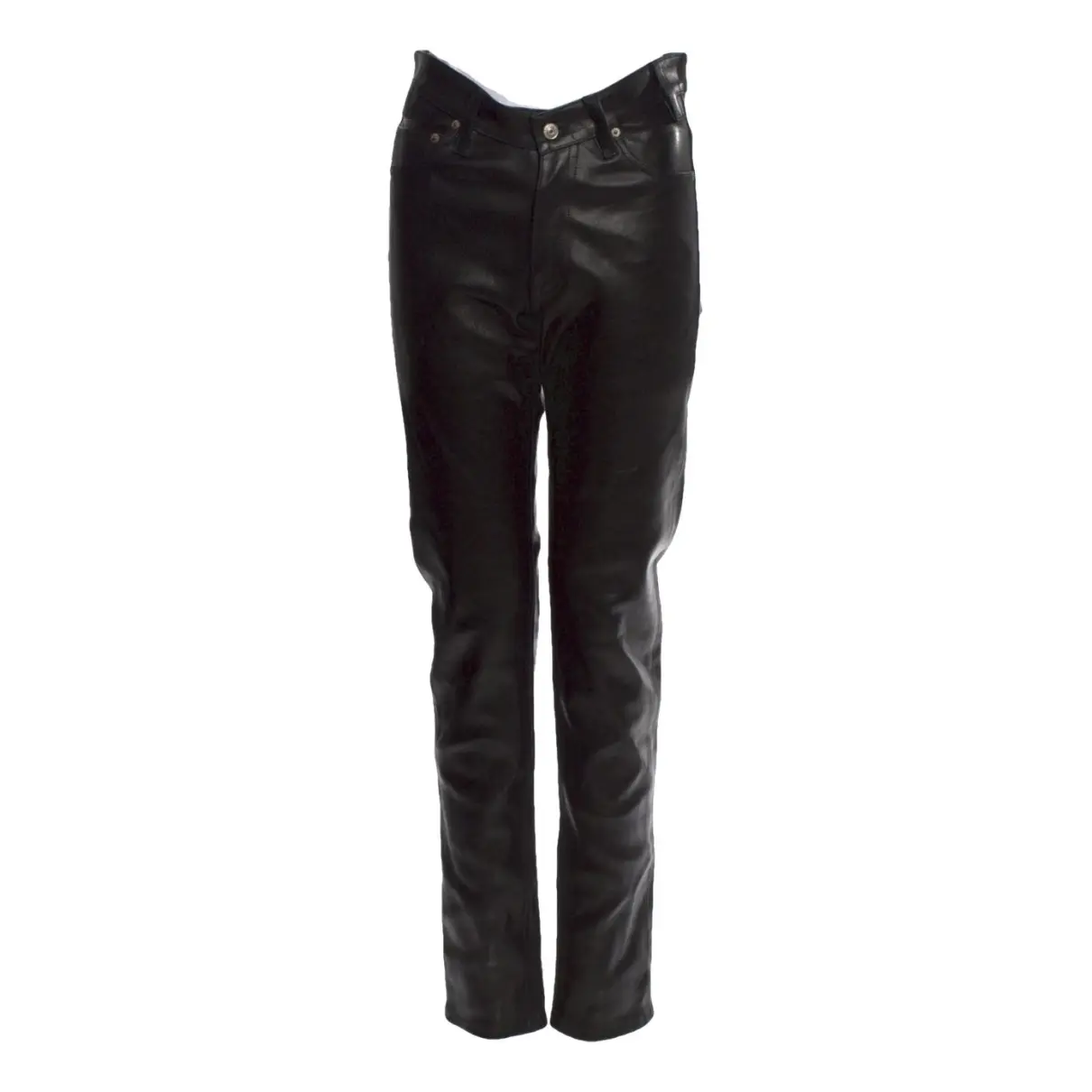 Leather straight pants