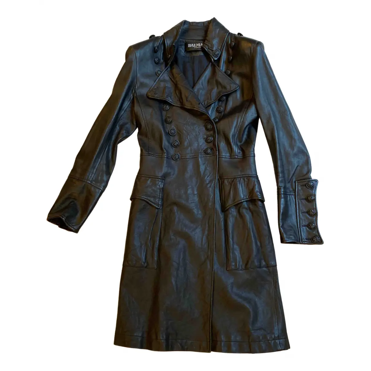 Leather coat Balmain