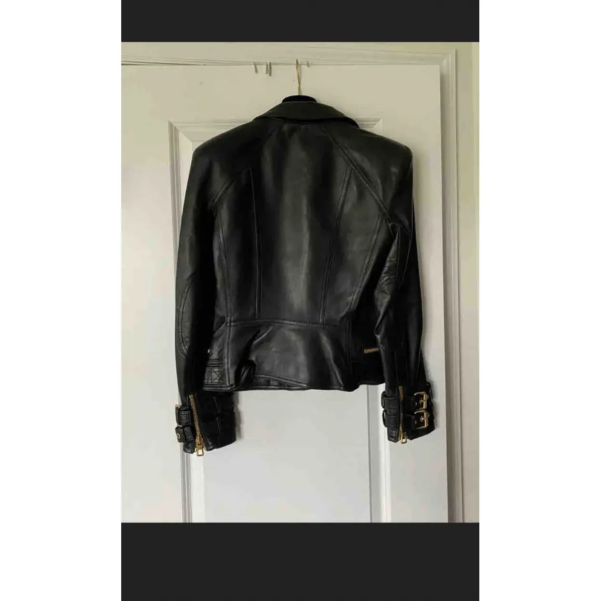 Buy Balmain For H&M Leather biker jacket online